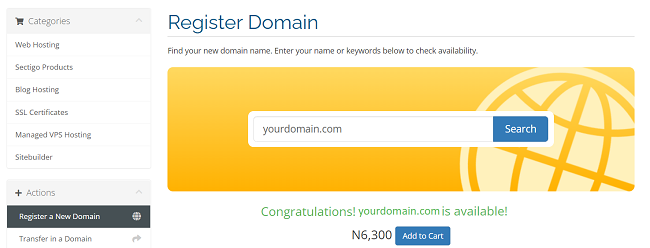 Add domain to cart
