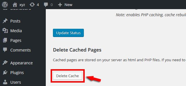 Delete Cache in WordPress