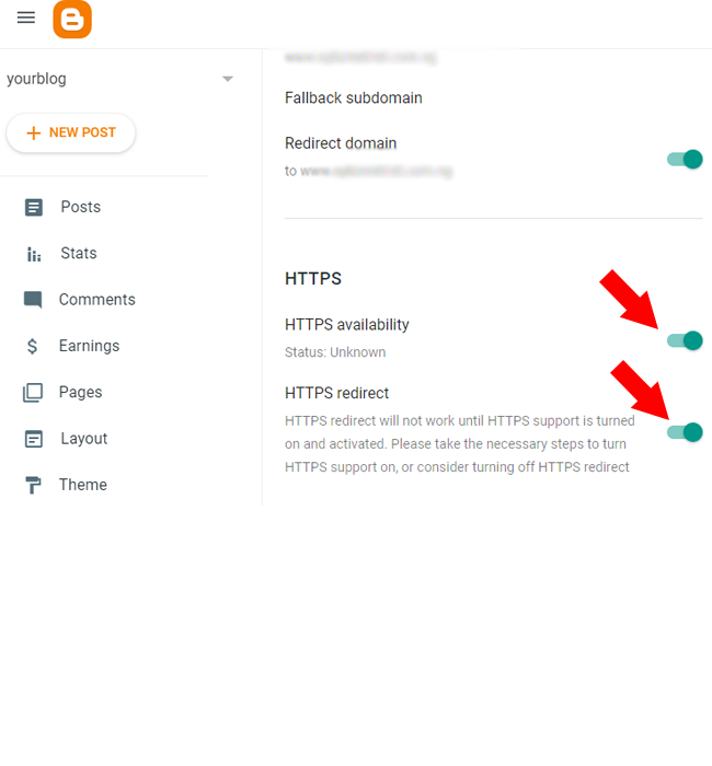 Enable https in blogger