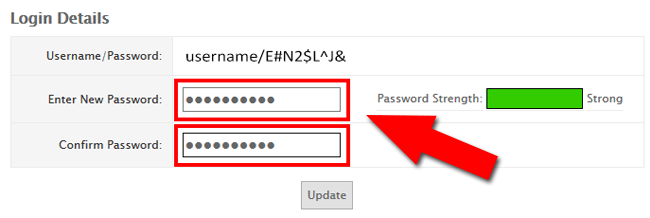 Enter new password for your cpanel login