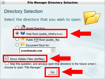 File Manager directory in cpanel