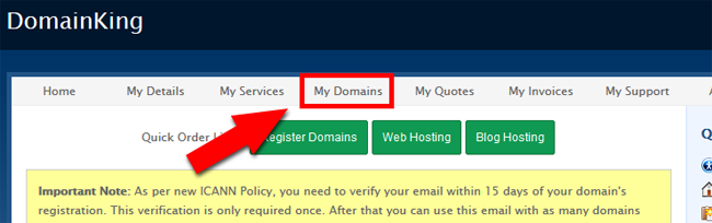 My Domains at DomainKing