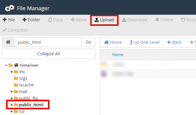Upload website in cpanel using File Manager