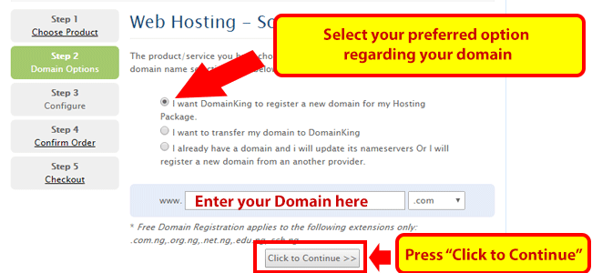 Search domain for hosting